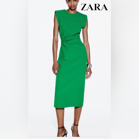 Zara Dresses & Skirts - Zara TAILORED WAIST MIDI DRESS Size XLarge